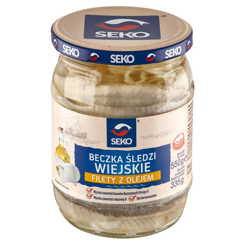 BECZKA ŚLEDZI FILETY ŚLEDZIOWE Z OLEJEM WIEJSKIM
