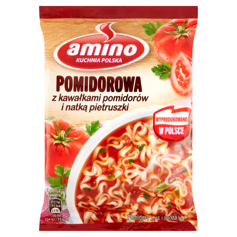ZUPA POMIDOROWA Z KAWAŁKAMI POMIDORÓW I NATKĄ PIETRUSZKI
