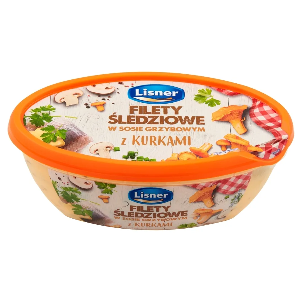 FILETY ŚLEDZIOWE W SOSIE GRZYBOWYM Z KURKAMI